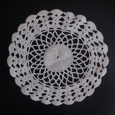 Crochet Lace Cotton White Doily Handmade Art Nouveau N5542