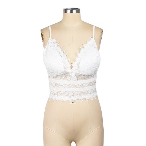 Damen Spitze V-Ausschnitt Sexy Bustier Bralette Bralet BH Crop Top Cami Weste Camisole - Bild 9 von 15