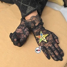 OES LACE GLOVES , ORDER OF THE EASTERN STAR BLACK COLOR LACE GLOVES