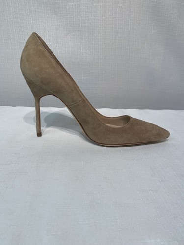 NIB Manolo Blahnik BB 105 Suede Pumps Taupe Nude Pointed Toe Stiletto Size 8.5B - Picture 13 of 15