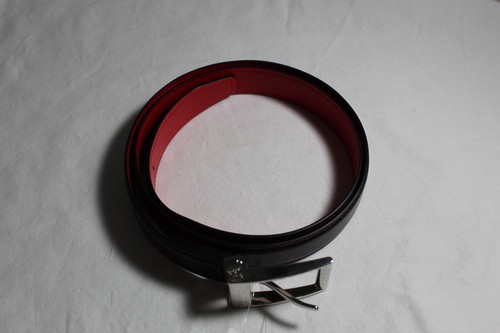 Ceinture Christian en ligne Louboutin Bizbelt logo boucle argentée marron rouge en cuir 105/42 neuve avec étiquette