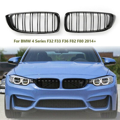 For BMW 4 Serie F32 F33 F36 F82 F80 Gloss Black Kidney Grille Dual Slat M4 Grill