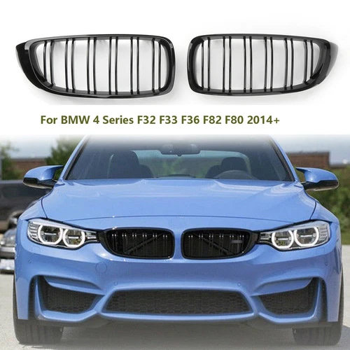 For BMW 4 Serie F32 F33 F36 F82 F80 Gloss Black Kidney Grille Dual Slat M4 Grill
