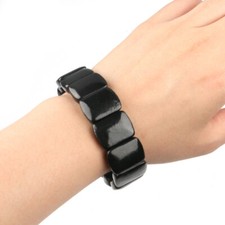 Shungite Bracelet Crystal Stone Oval Stretchy EMF Protection Reiki Healing Gift