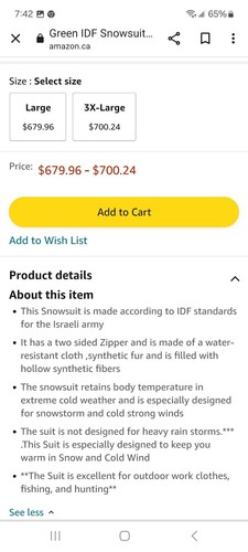 NEW--Hagor Military Grade Snow Suit - Picture 7 of 7