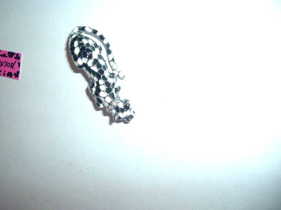 Betsey Johnson ЧЕРНАЯ БЕЛАЯ ЭМАЛЬ ЛЕОПАРД кристалл воротник серебряная булавка брошь новый с ярлыками - Изображение 3 из 4