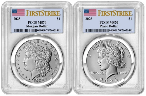 Presale 2025 Morgan & Peace Silver Dollar $1 PCGS MS70 First Strike #2