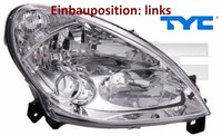 TYC 20-6258-25-2 Hauptscheinwerfer Links Scheinwerfer Frontscheinwerfer
