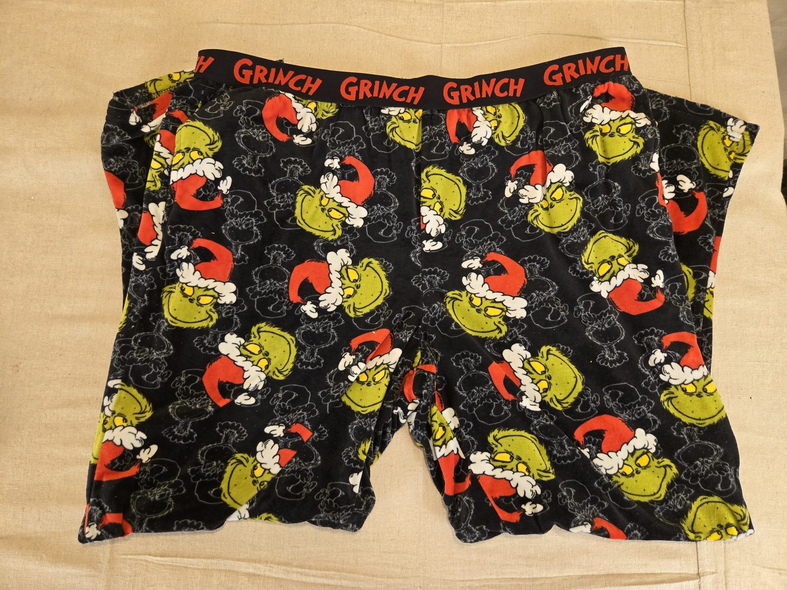 The Grinch Lounge Pants Pajama Bottoms Men 2XL Black Red Green