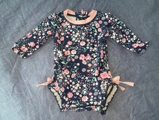 Baby Girls Ruffle Butts Floral Long Sleeve Bathing Suit Swimsuit 0-3 Months