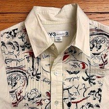 Y-3 Adidas Yohji Yamamoto camicia manica lunga con bottoni uomo grande