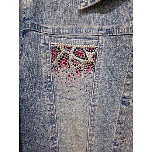 Vintage Christine Alexander Beaded Jeansjacke Damen L Western Bling - Bild 3 von 11