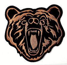 Fierce Brown Bear Iron-On Embroidered Patch 4"x 4"