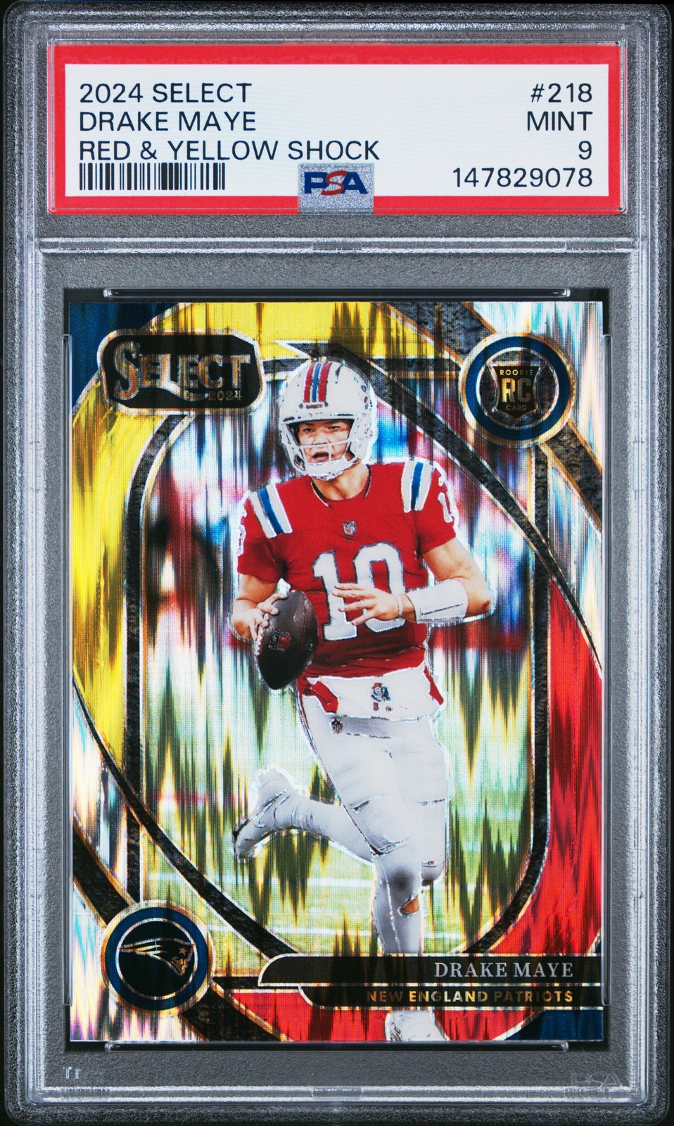 2024 PANINI SELECT RED & YELLOW SHOCK #218 DRAKE MAYE PSA 9