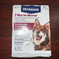PetArmor 7 Way De-Wormer 6 Flavored Chewables for Dogs 25-200 lbs Exp. 08/2027