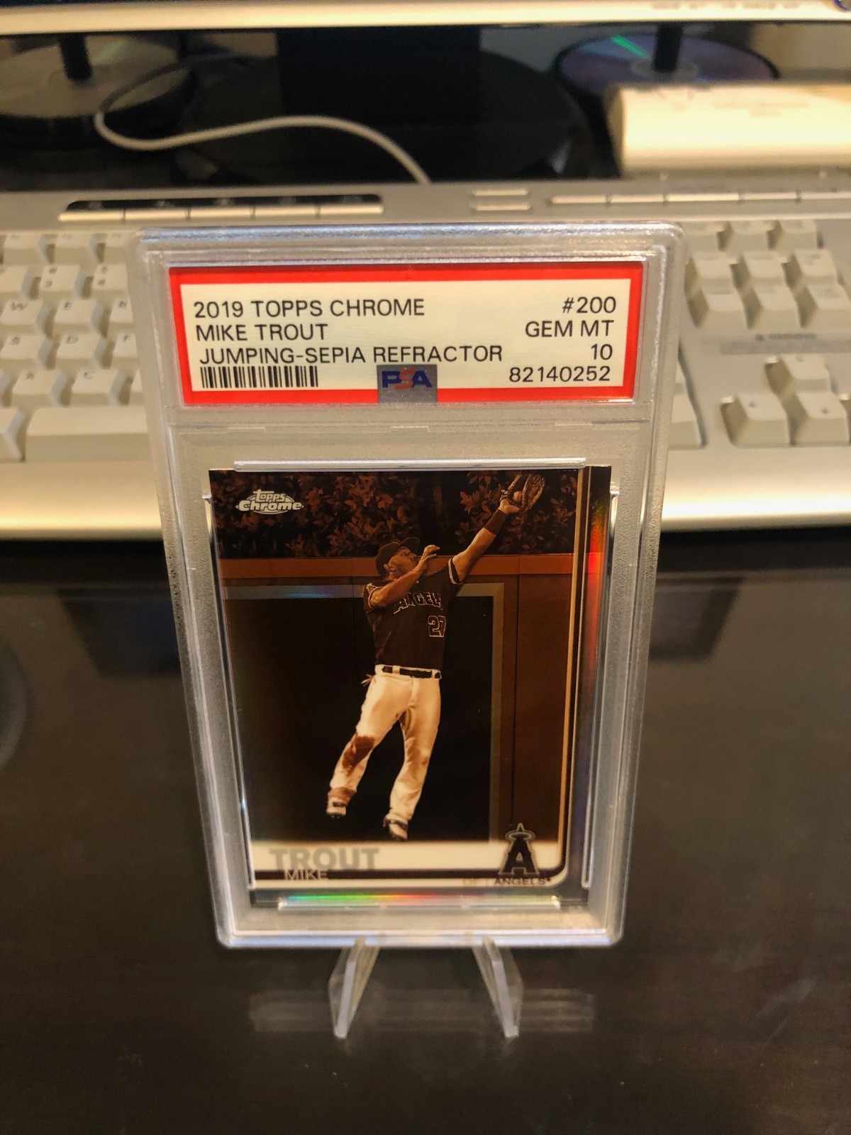 2019 Topps Chrome #200 Mike Trout Sepia Refractor PSA 10 view 4