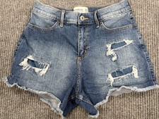 Abercrombie Kids High Rise Mini Mom Distressed Denim Shorts Girls 15/16