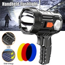 Super Bright Solar USB Rechargeable LED Spotlight Flashlight Searchlight Torch