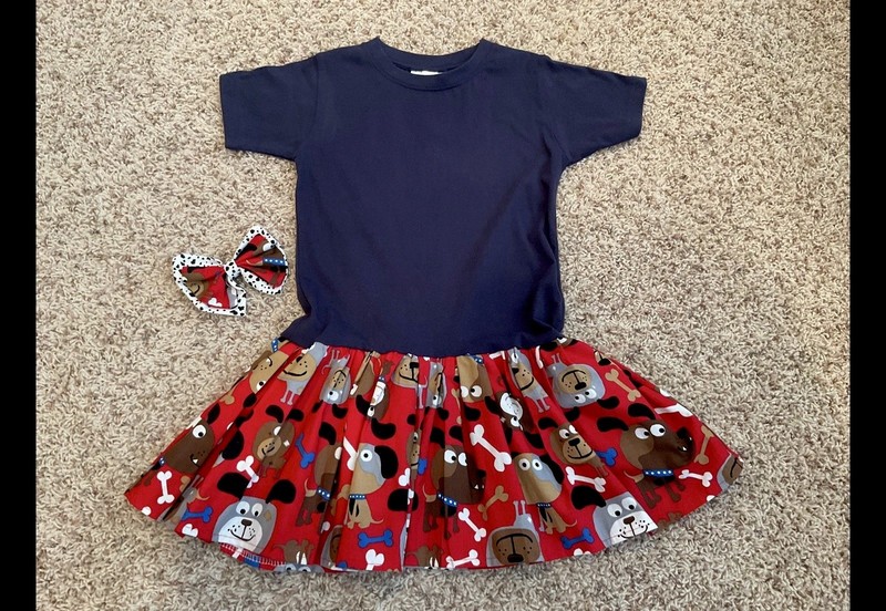 Carolina Kids Girl Puppy Dog Dress With Bow 7 NWT