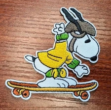 Snoopy Skater Patch Peanuts Gang Charlie Brown Embroidered Iron On Patch 3x3"