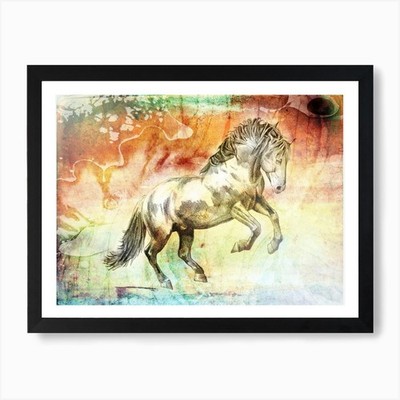 Pferd Zeichnung Kunst Illustration in einem gerahmten Wandbild Poster Leinwanddruck Bild