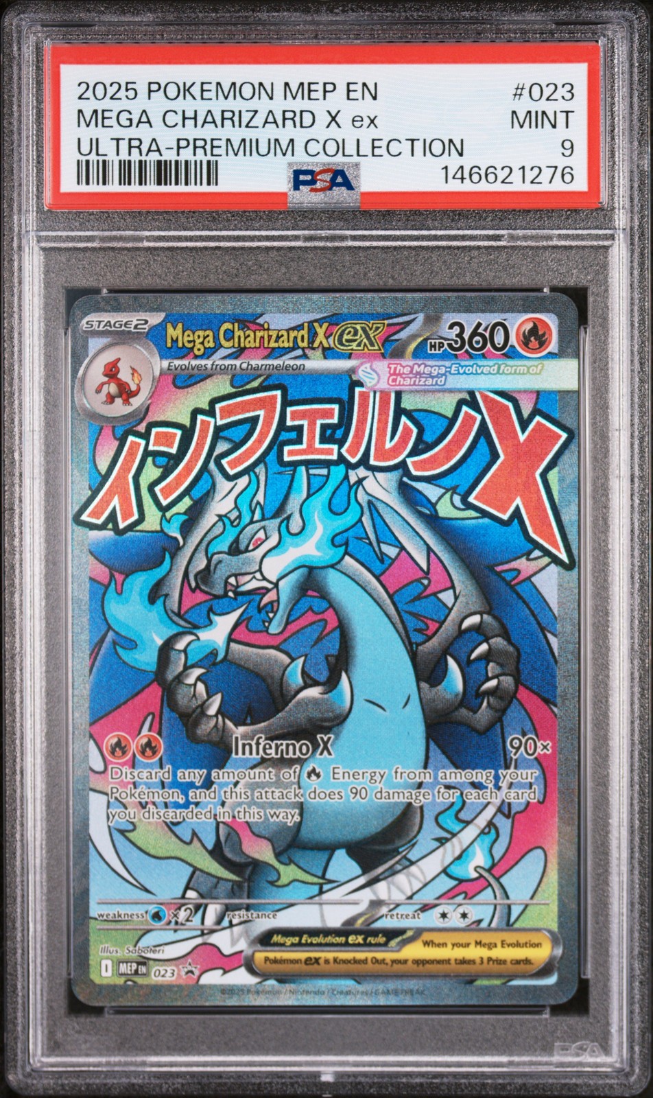 2025 POKEMON MEP EN-ME BLACK STAR PROMO #023 MEGA CHARIZARD X EX PSA 9