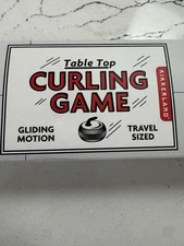Kikkerland Table Top Curling Game Gliding Motion Travel Size COMPLETE