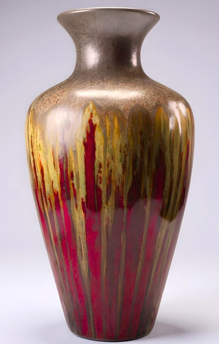 Pier 1 Handmade Earth Tones Drip Glaze Art Pottery Vase 17" Tall