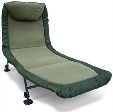 NGT Classic Fishing Bed Chair 6-Leg Recliner Fleece Lined Pillow Carp Bivvy 