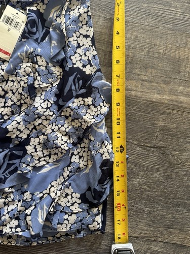 NEW LAUREN RALPH LAUREN Floral Ruffle-Trim Georgette Skirt Women's 2 Blue/Cream - Picture 3 of 5