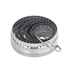 Set of 6 Stainless Steel Fluted Round Cookie Cutter Scalloped Biscuit Cutters