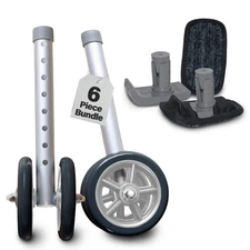 4PCS Heavy Duty Bariatric 5" Walker Wheel Kit with FlexFit Walker Ski Glides