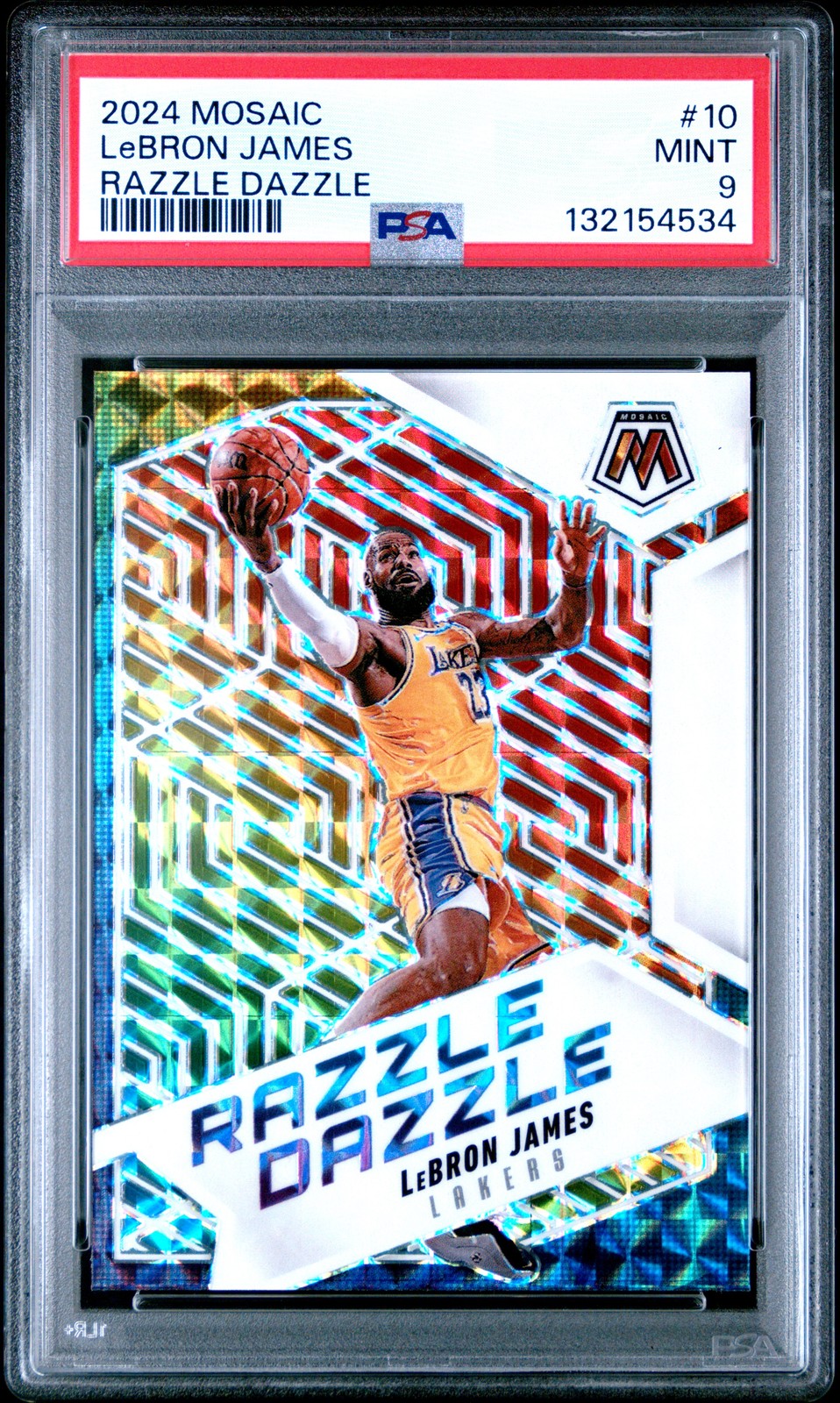 2024 PANINI MOSAIC RAZZLE DAZZLE #10 LEBRON JAMES PSA 9