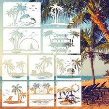 Keluna Palm Tree Stencils for Painting - 9 Pcs Large Reusable Beach Summer Ho...