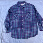 Camisa vintage Big Mac azul y verde a cuadros abotonada talla: grande 100 % algodón