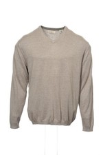 Weatherproof Mens V-Neck Sweater, Long Sleeve Pullover, Heathered Beige Knit