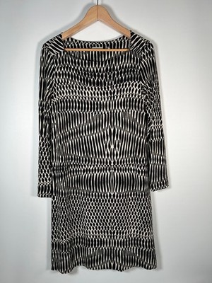 Marella Max Mara Slim Fit Dress M UK 12 Black White Geometric Print 