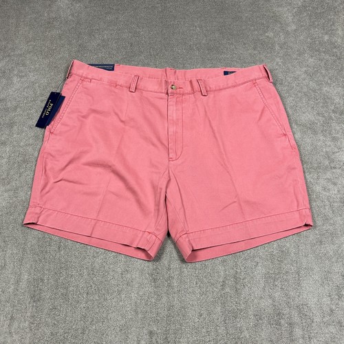 NEW Polo Ralph Lauren Shorts Mens 42 x 6 Light Red Worn Dyed Chino Casual Summer