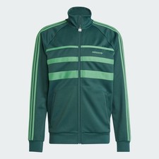 adidas Originals First Track Top in Dark and Light Green Size M