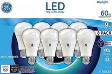 8 GE Lighting LED Daylight 60W Replacement 9W 8 Pack LED Bulbs A19 5000K