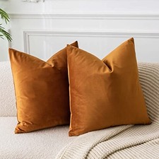 Throw Pillow Covers Set of 2 Decorative Velvet 28" x 28" Pack of 2 Rust