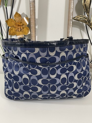 Coach Blue Signature Zip Top Tote Shoulder Bag - Picture 7 of 10