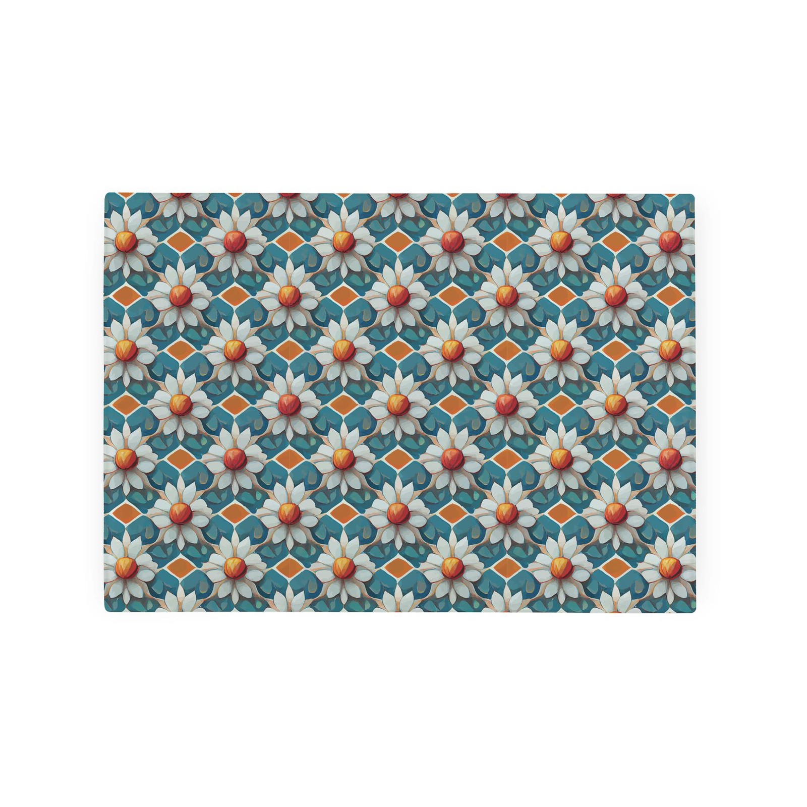 Floral Tile Kitchen Gifts - Blue Flower Print Smooth Glass Worktop Protector