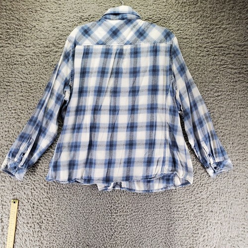 Top Great Northwest Indigo para mujer 3X azul franela a cuadros abotonada clásica colla - Imagen 7 de 8