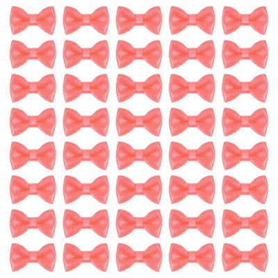 100 Pcs Mini Ribbon Bow 0.8'' Mini Fabric Ribbon Flower Bows, Red
