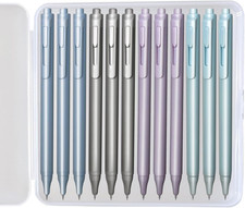 Gel Pens, 12-Pack, 0.5mm Fine Point Black Ink With Case - Smooth Writing, High-E