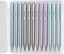 Gel Pens, 12-Pack, 0.5mm Fine Point Black Ink With Case - Smooth Writing, High-E