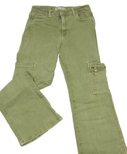Boy's Zara Jeans Green Cargo Waist Adjusters Tag 13 - 14 measured size 23x27