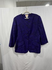 VTG Pendleton Sz 18 Virgin Wool Jacket Blazer Purple Black Floral 4 Button 1990s