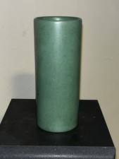 Mint 7.25 Signed Marblehead Pottery Cylinder Vase. Arts And Crafts Matte Green
